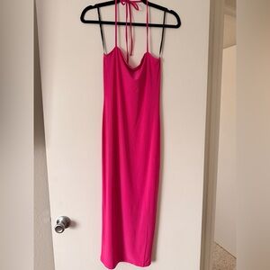 Pink Midi Halter Dress